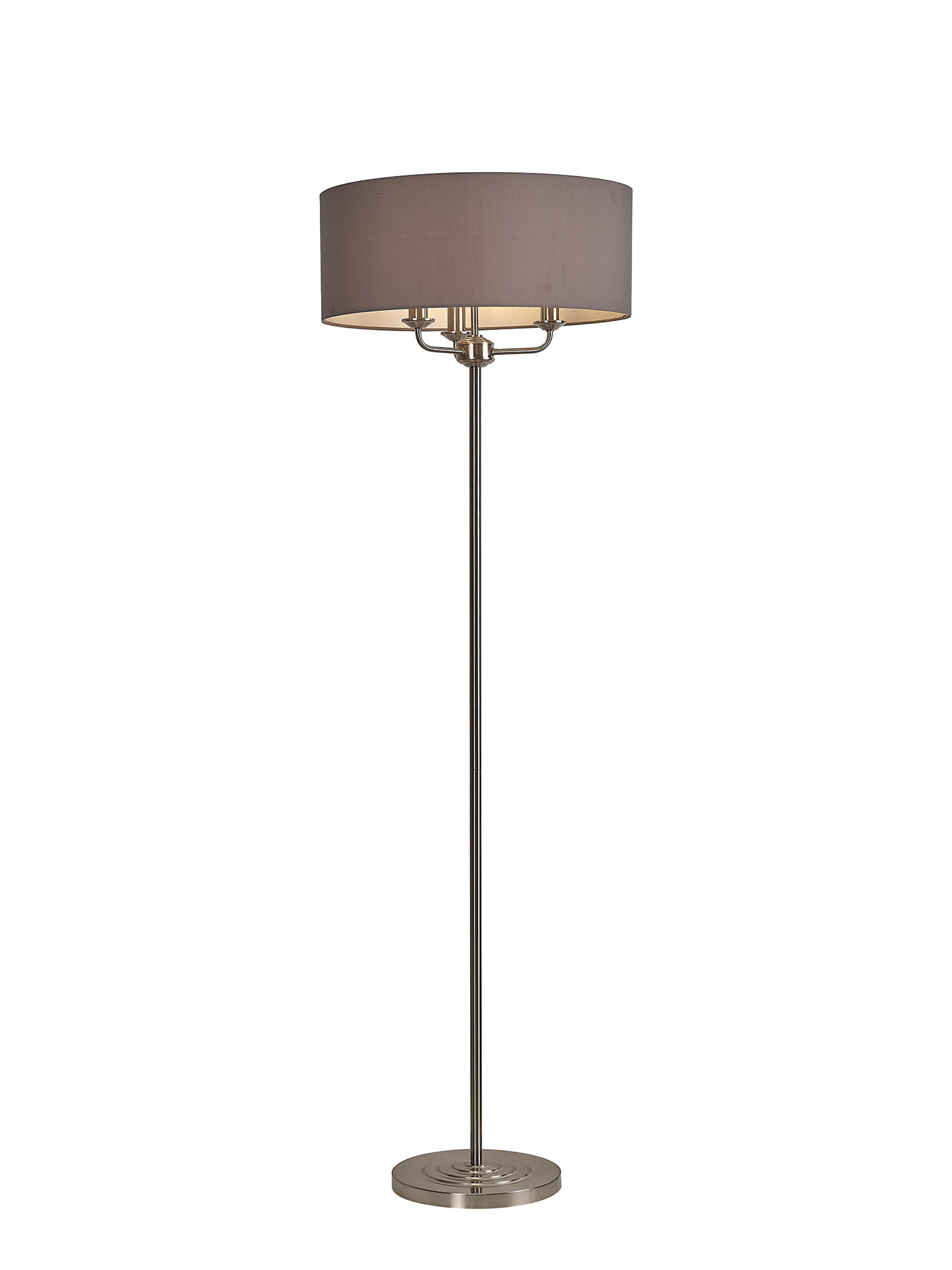 DK0934  Banyan 45cm 3 Light Floor Lamp Satin Nickel, Grey